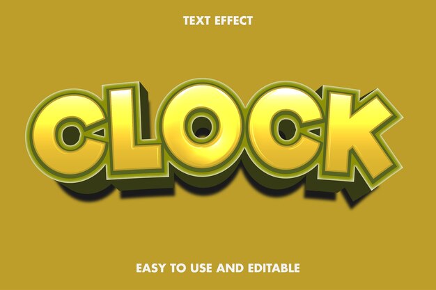Efecto de texto - reloj. Estilo de fuente editable.