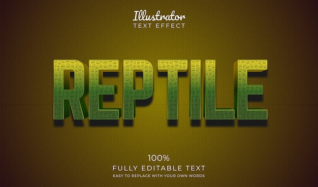 Efecto de texto de reptil. Estilo de fuente editable