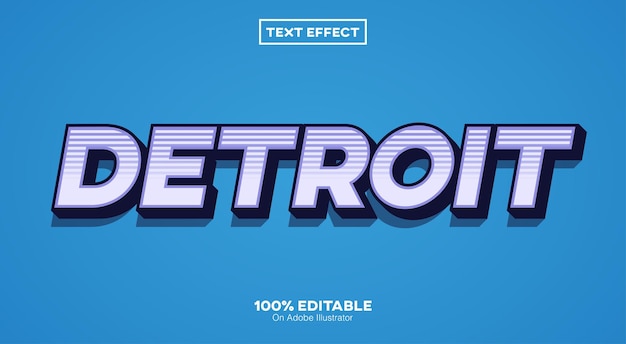 Efecto de texto retro 3d de detroit