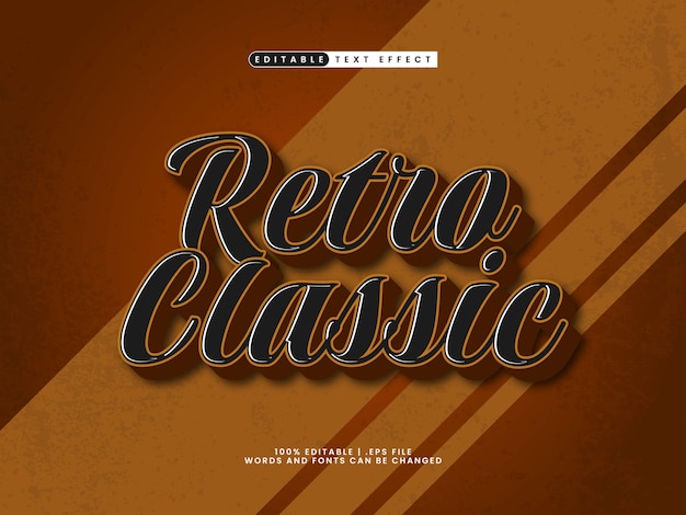efecto de texto retro clásico editable en estilo de texto retro vintage y clásico