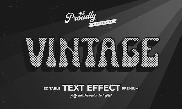 Efecto de texto retro editable de estilo vintage fuente alfabética tipografía tipo de letra