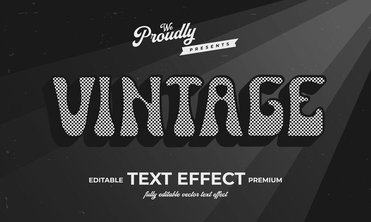 Vector efecto de texto retro editable de estilo vintage fuente alfabética tipografía tipo de letra