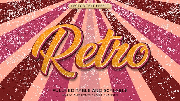 Vector efecto de texto retro editable en estilo vintage