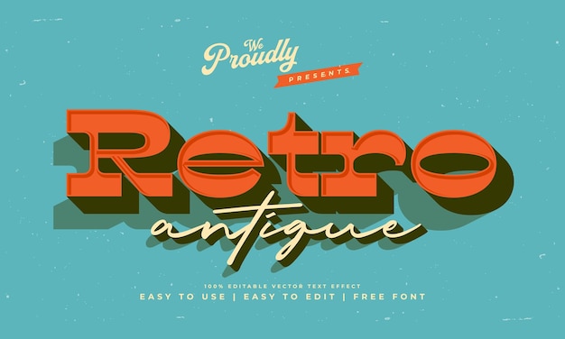 Vector efecto de texto retro editable fuente de alfabeto tipografía tipo de letra