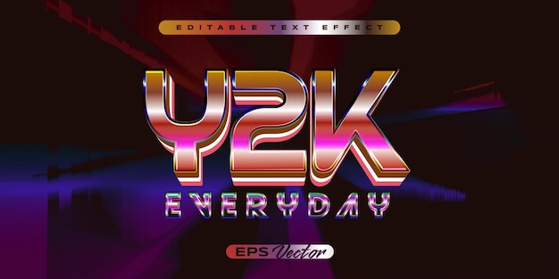 Efecto de texto retro editable Y2K con estilo clásico futurista de los años 80 todos los días