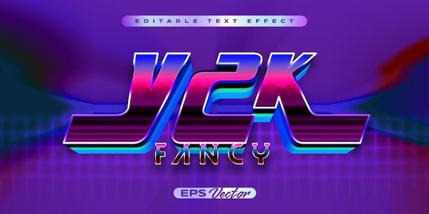 Efecto de texto retro editable Y2K con estilo clásico futurista de los años 80