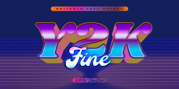 Efecto de texto retro editable Y2K con estilo clásico futurista de los años 80