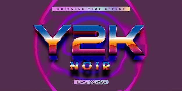 Efecto de texto retro editable Y2K con estilo noir clásico futurista de los años 80