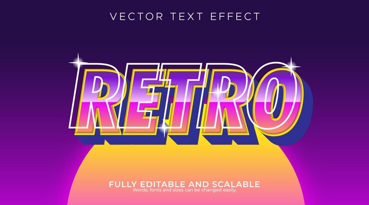 Vector efecto de texto retro editable