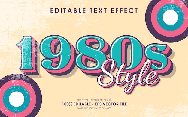 Efecto de texto retro de estilo de los años 80 editable