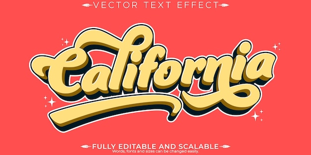 Vector efecto de texto retro vintage editable estilo de texto de los años 70 y 80