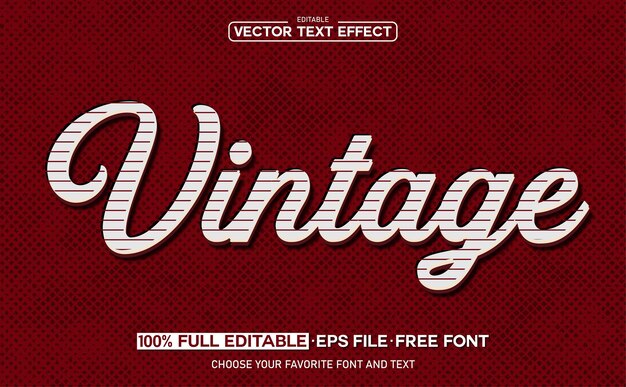 Efecto de texto retro vintage editable vectorial