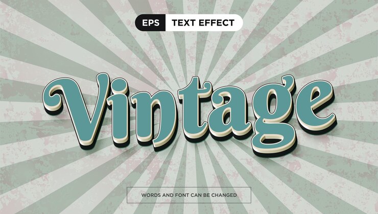 Vector efecto de texto retro vintage editable