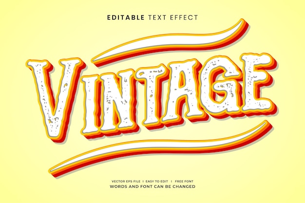 Efecto de texto retro vintage - efecto de texto editable