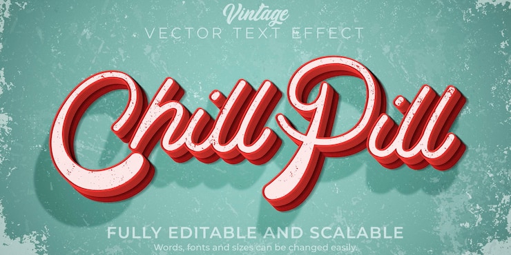 Vector efecto de texto retro, vintage, estilo de texto editable de los 70 y 80
