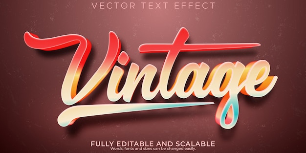 Efecto de texto retro vintage estilo de texto editable de los años 70 y 80