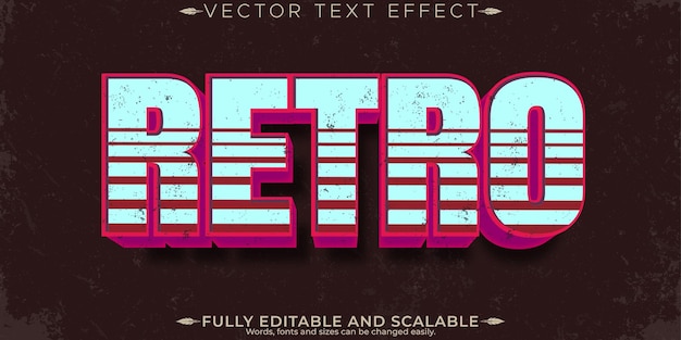 Efecto de texto retro vintage estilo de texto editable de los años 70 y 80