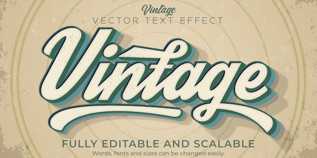 Efecto de texto retro, vintage, estilo de texto editable de los años 70 y 80