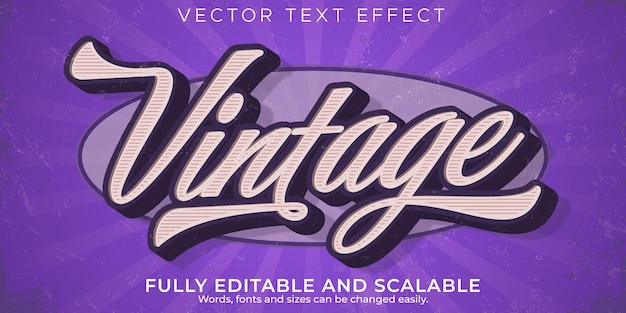 Efecto de texto retro, vintage, estilo de texto editable de los años 70 y 80