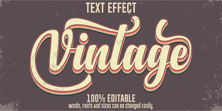 Vector efecto de texto retro vintage