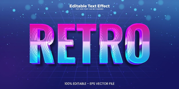 Efecto de texto retrógrado editable en el estilo de la tendencia moderna