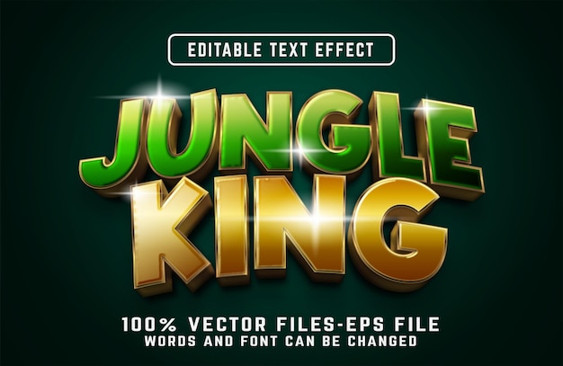 Efecto de texto del rey de la selva con vectores premium de estilo de dibujos animados