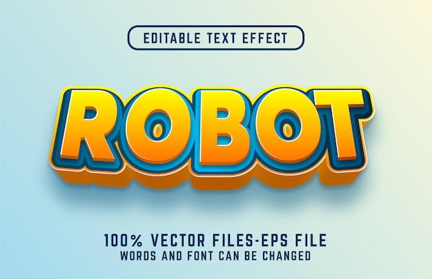 Efecto de texto robot 3d. vectores premium de efecto de texto editable