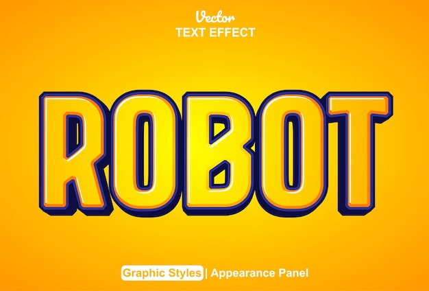Efecto de texto de robot con estilo gráfico editable en color naranja