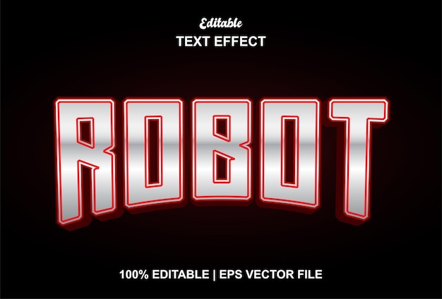 efecto de texto de robot con estilo gráfico editable en color plateado