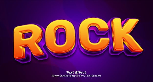 Vector efecto de texto de rock estilo de texto 3d editable
