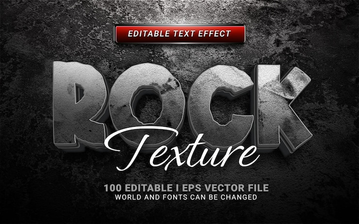 Vector efecto de texto de rock