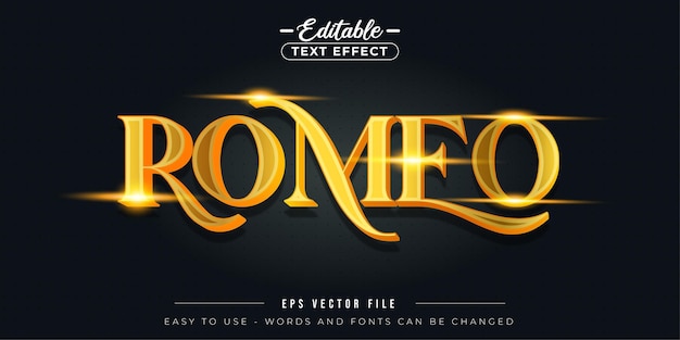 Efecto de texto romeo editable y brillante