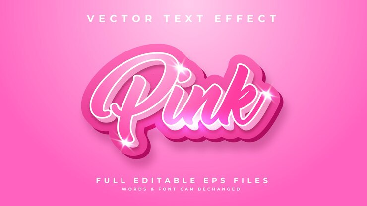 Vector efecto de texto rosa 3d eps completo editable
