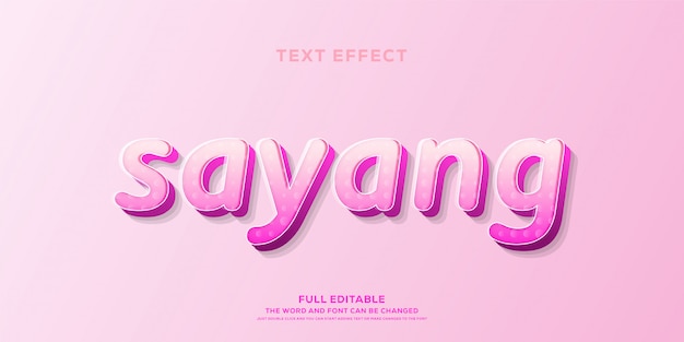 Vector efecto de texto rosa 3d