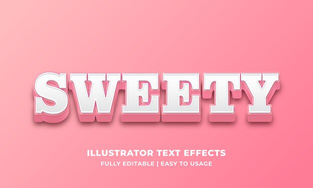 Efecto de texto rosa blanco dulce