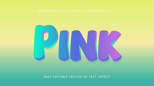 efecto de texto rosa vector 3d