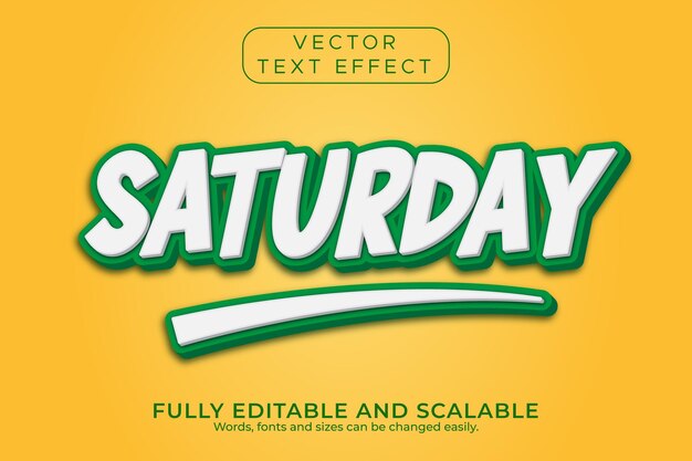 Vector efecto de texto de sábado, efecto de texto totalmente editable