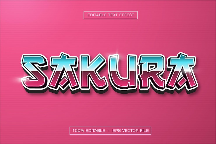 Vector efecto de texto sakura estilo de texto japonés editable