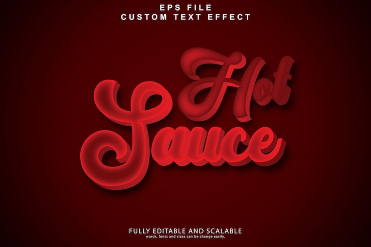 Vector efecto de texto de salsa caliente estilo de texto de chile y pimienta editable