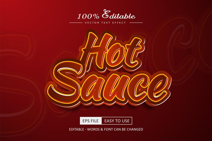 Vector efecto de texto de salsa picante estilo de texto de fuego de comida mexicana editable