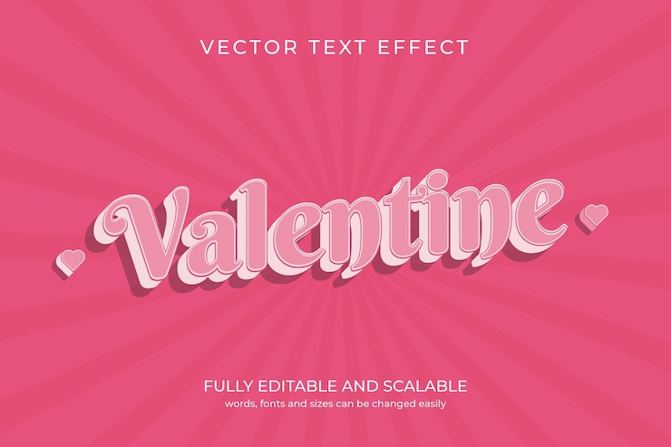 Vector efecto de texto de san valentín estilo retro