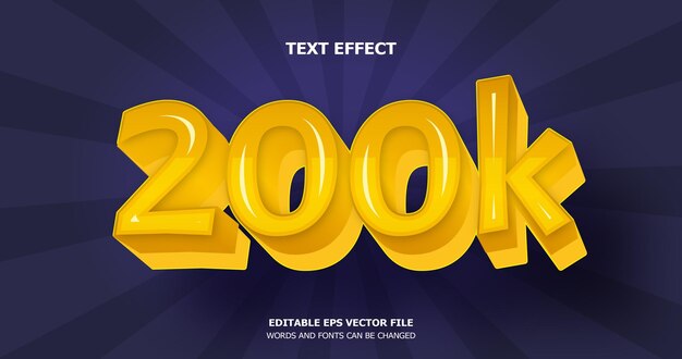 Vector efecto de texto de seguidor vectorial de 200k