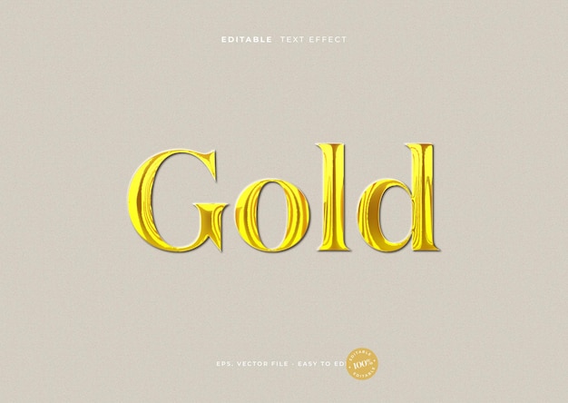 Efecto de texto de sello dorado estilo de texto cromado dorado realista