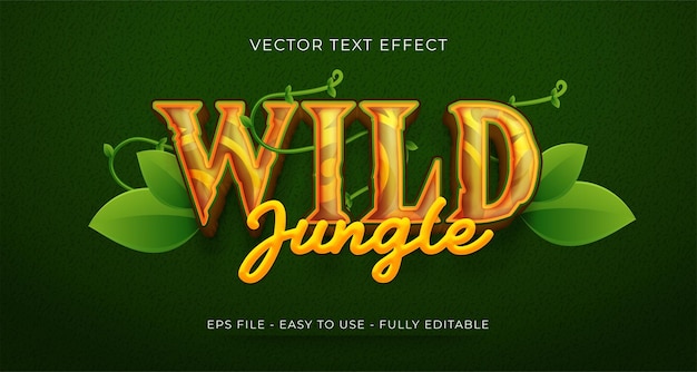 Efecto de texto de selva salvaje estilo de texto 3d editable