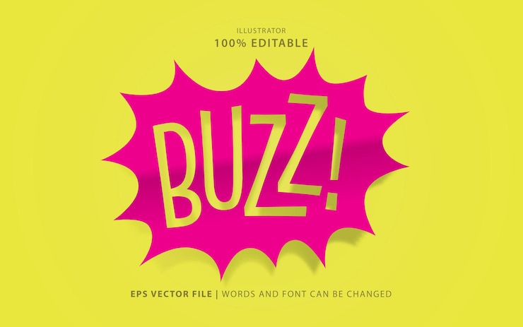 Vector efecto de texto simple tipo de zumbido editable vector gratuito