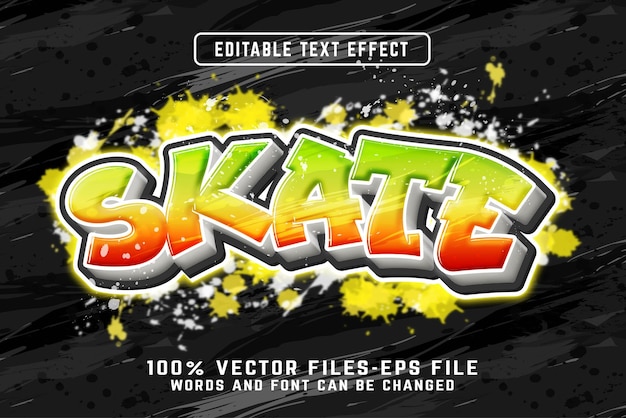 Efecto de texto de skate estilo de fuente de tipografía de letras modernas editables