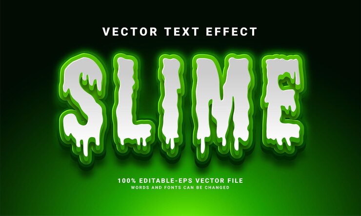 Vector efecto de texto slime 3d. efecto de estilo de texto editable con tema de color verde
