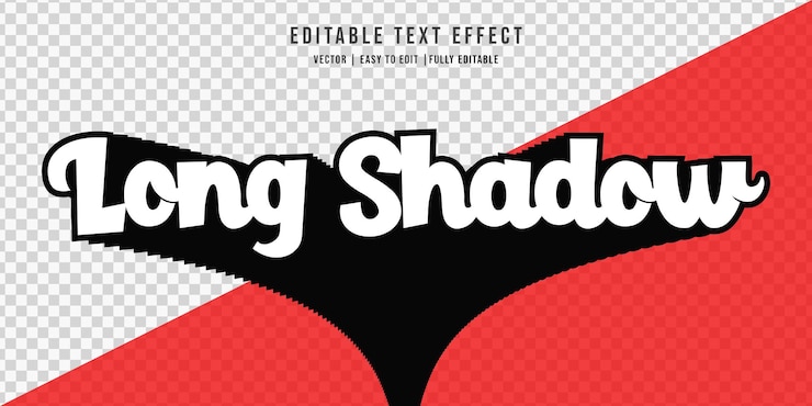 Vector efecto de texto de sombra larga editable con fondo transparente