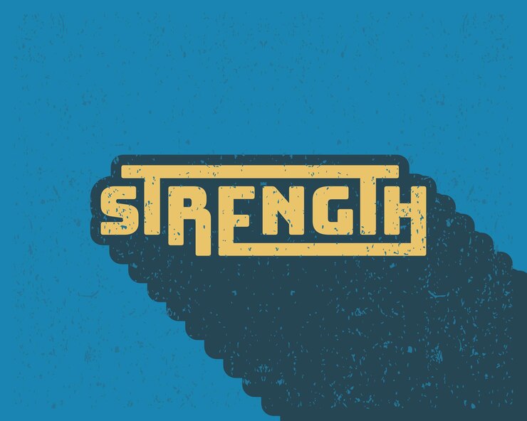 Vector el efecto de texto de sombra larga fuerza diseño de tipografía para el arte de pared en color azul