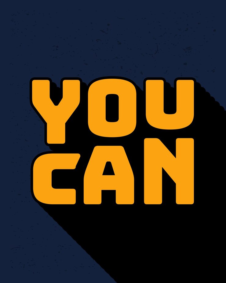 Vector efecto de texto de sombra larga puede diseñar tipografía para arte de pared en color amarillo y azul oscuro